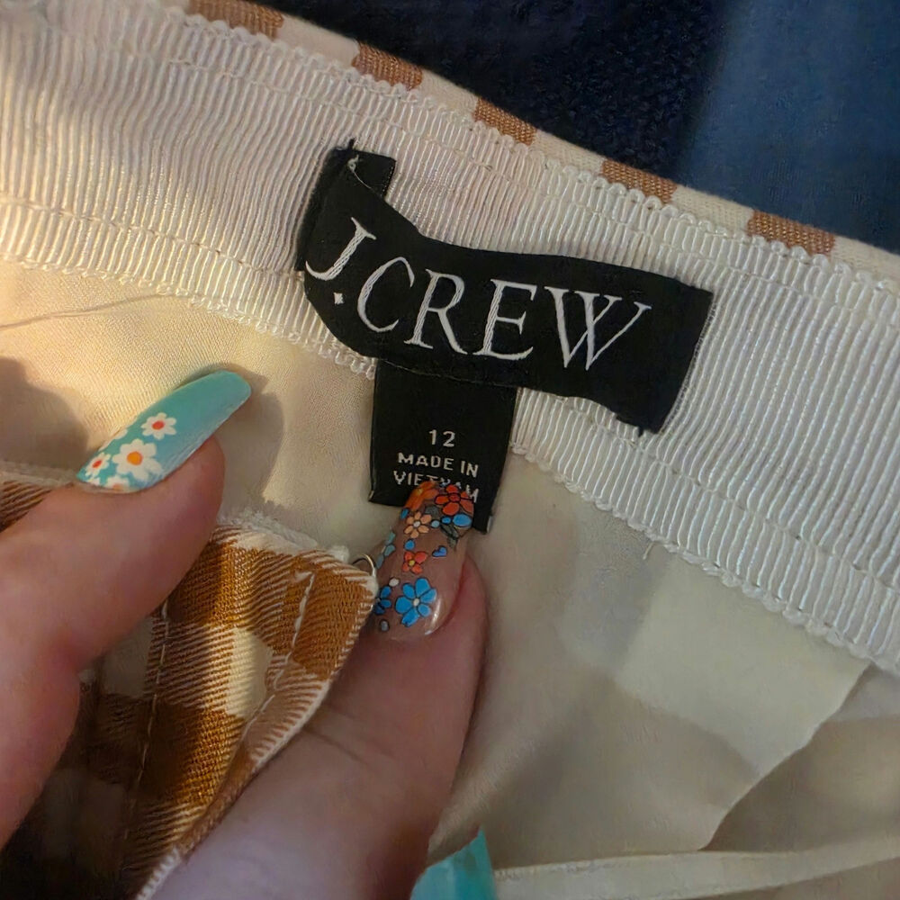 J. Crew lined checker brown and white skirt. 12 - Picture 7 of 8